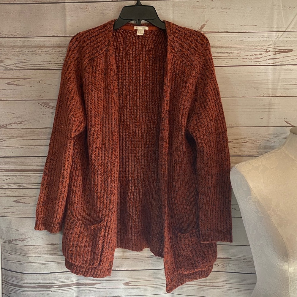 💜 Forever 21 burnt orange speckled cardigan size medium